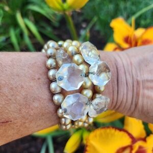 Vintage‎ Faux Pearl and Faceted glass bracelet